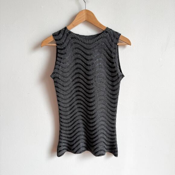 100% Cashmere CHRISTOPHER KANE Metallic Chevron Knit Tank Top - Picture 1 of 9